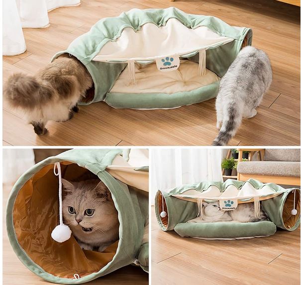 Dreamsoule 2-in-1 Cat Tunnel Bed - Slash Pets
